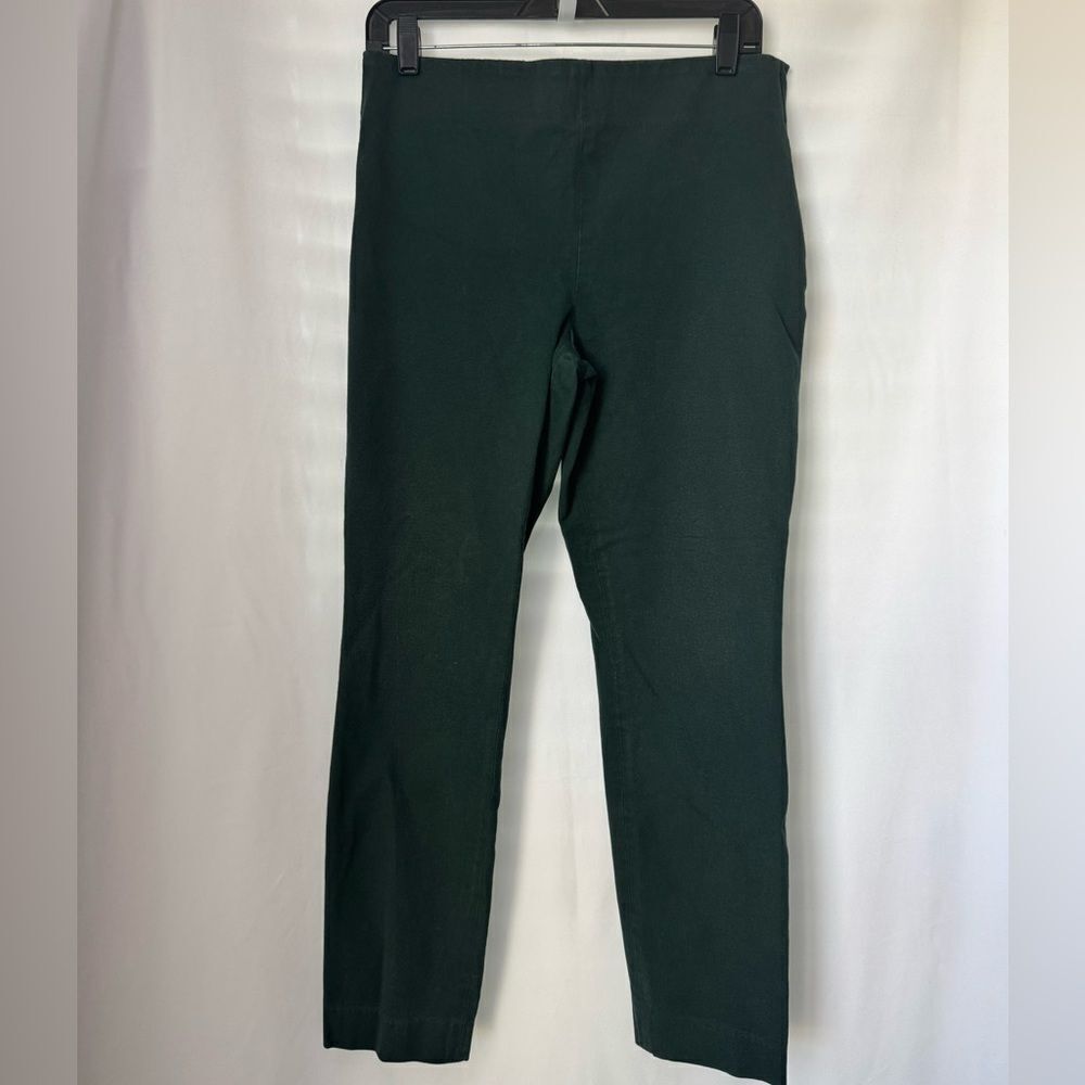 COS Skinny Ankle Pants Size 12 Comfort Waistband Side Zipper Forest Green Preppy